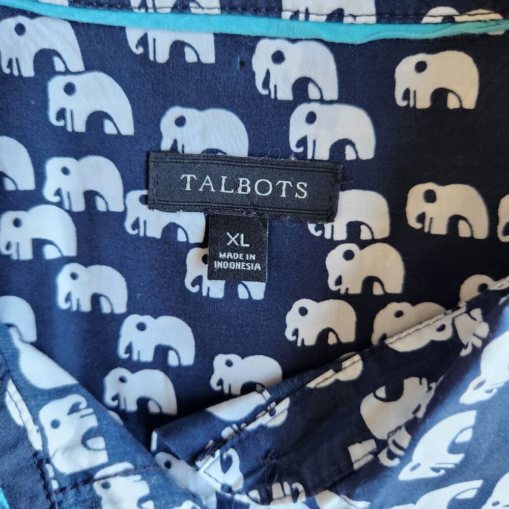 Talbots Elephant Printed Button-Up Tunic Shirt Lo… - image 7